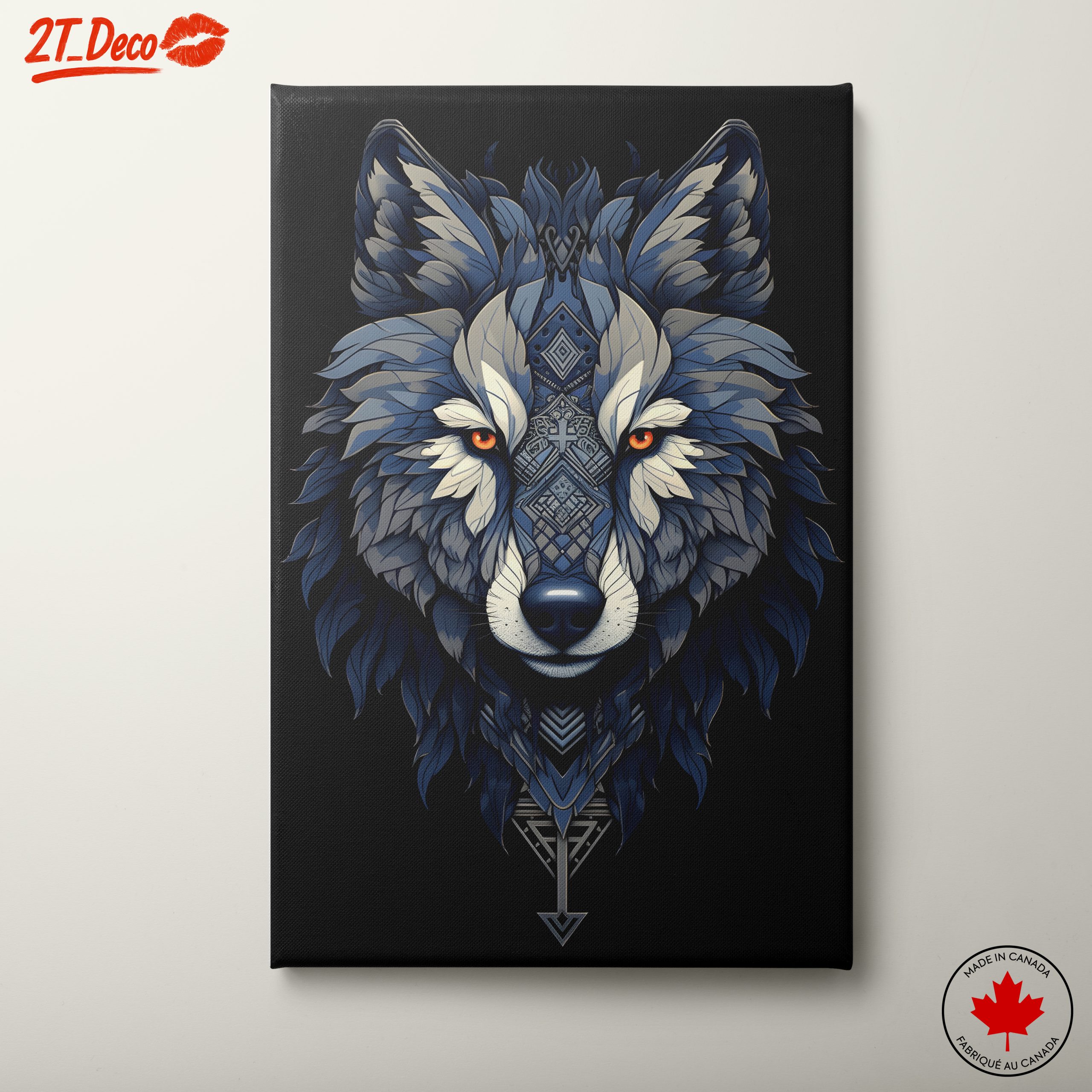 Stylized Wolf Art with Intricate Designs