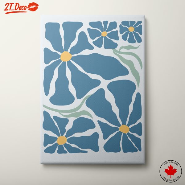 Stylized Floral Art with Blue Blossoms
