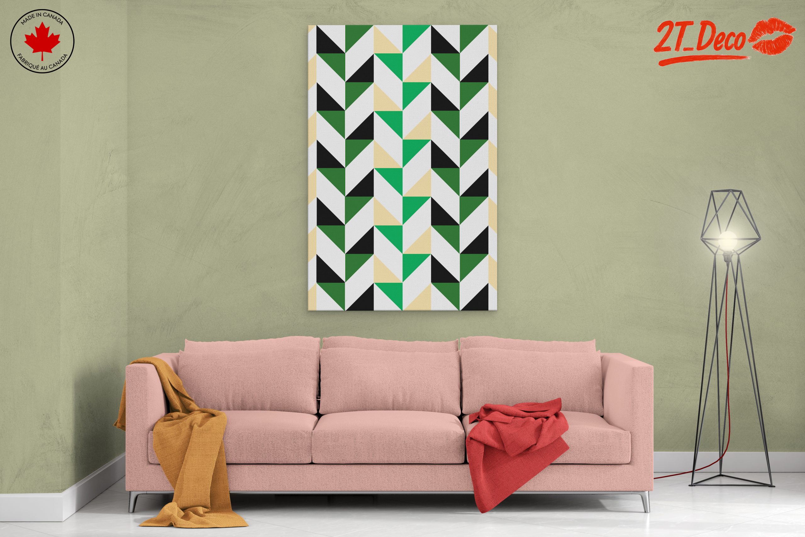 Stylish Geometric Pattern in Green and Black - Image 2