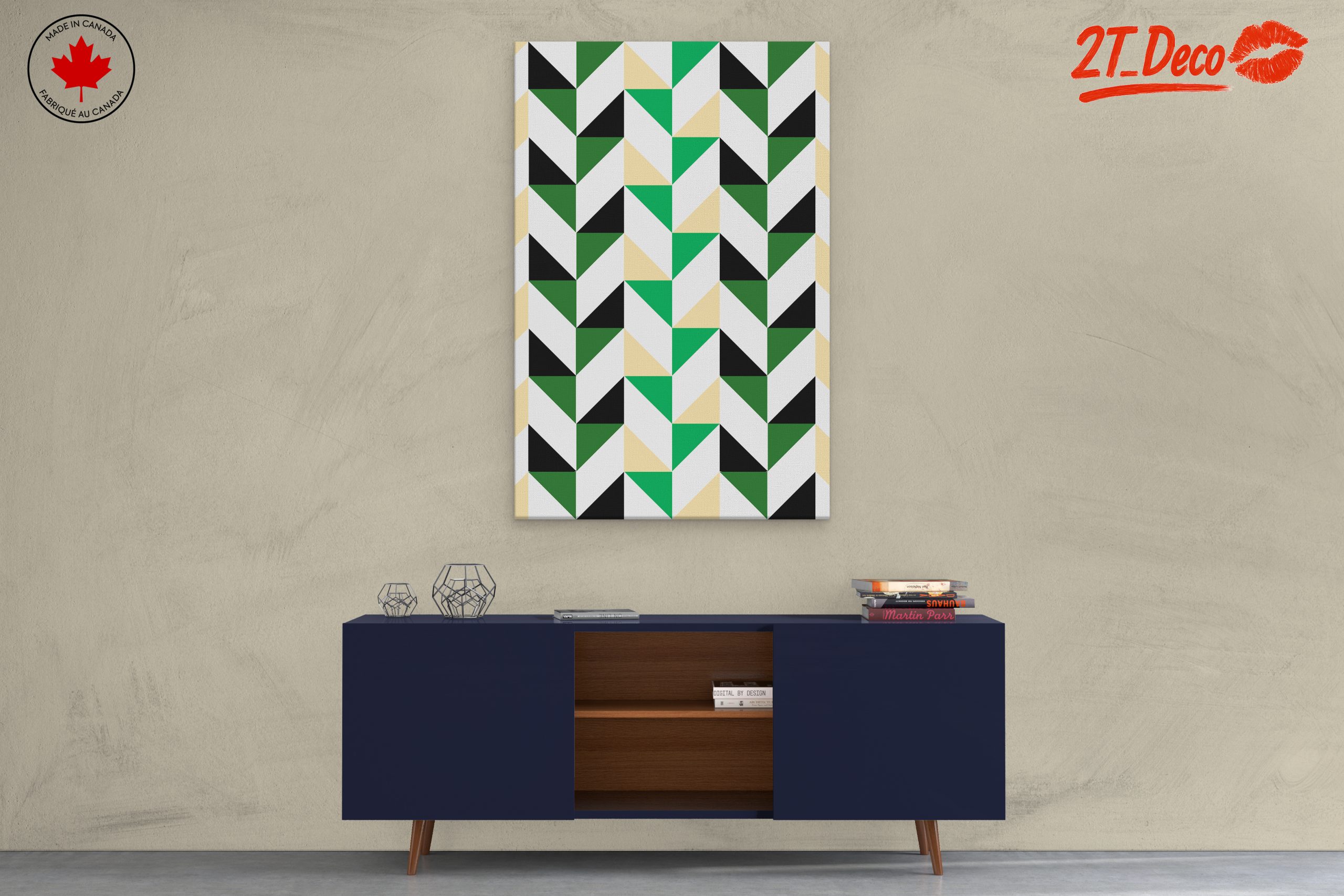 Stylish Geometric Pattern in Green and Black - Image 3