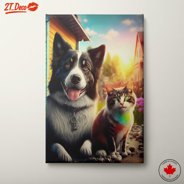 Heartwarming Dog and Cat Portrait