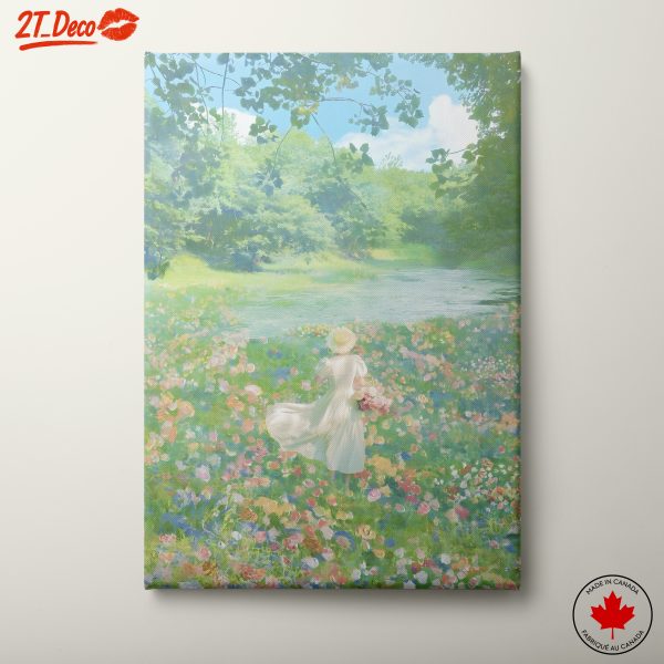 Serene Woman in a Flower Field