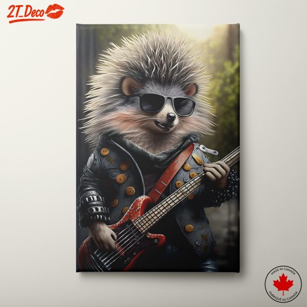 Rocking Hedgehog Playing Bass Guitar