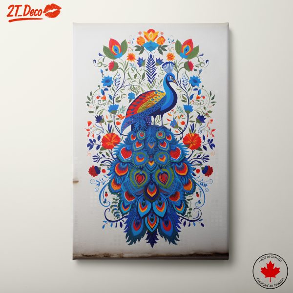 Vibrant Peacock and Floral Artwork