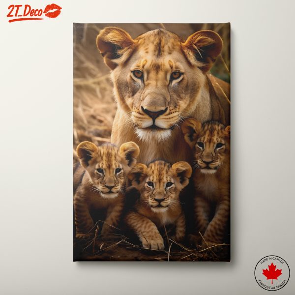 Artistic Portrait of a Lioness and Cubs