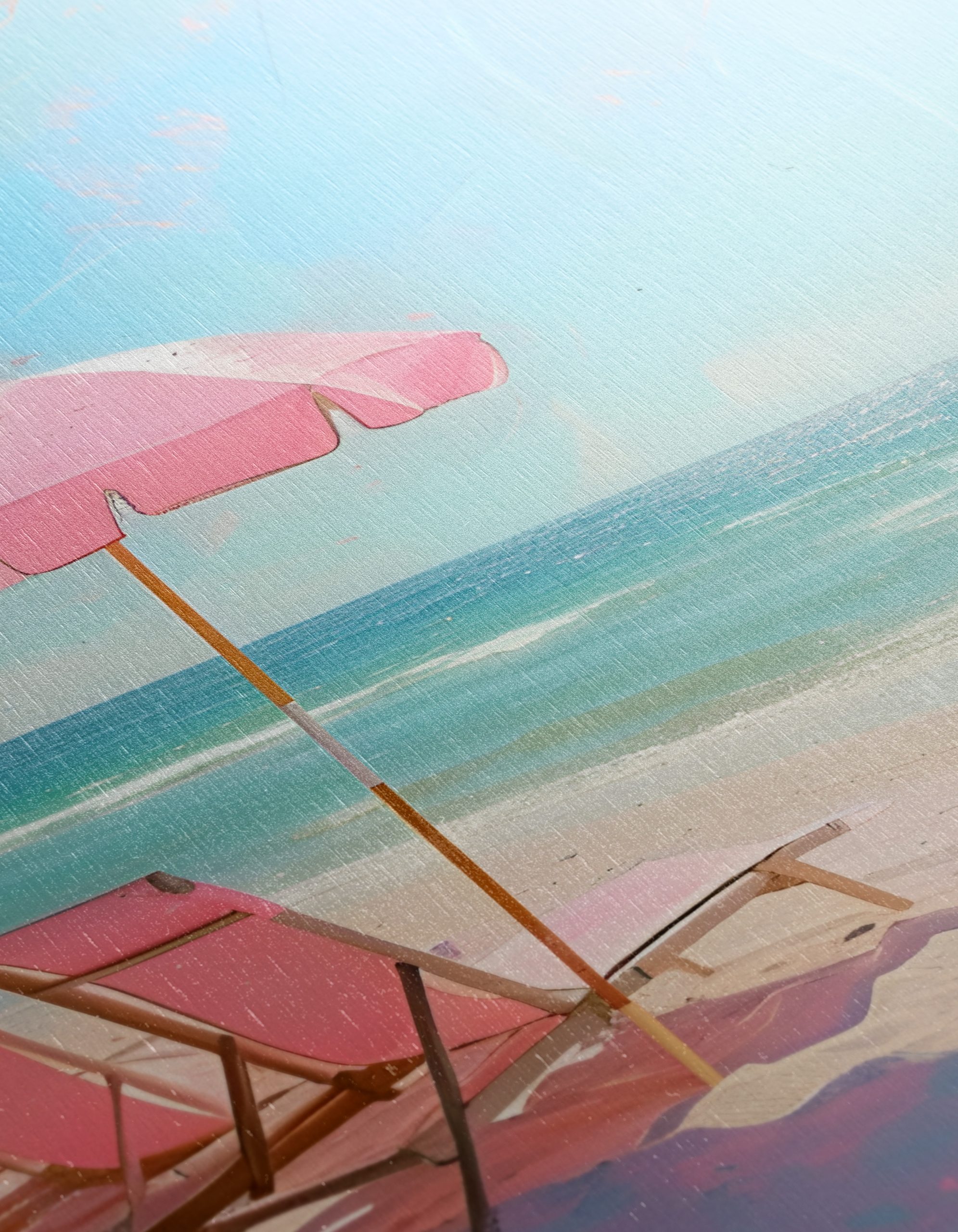 Tranquil Beach Scene with Pink Umbrellas - Image 12