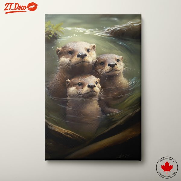 Charming Otters Swimming in Water