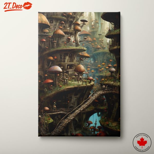 Intricate Fantasy Cityscape with Mushroom Structures