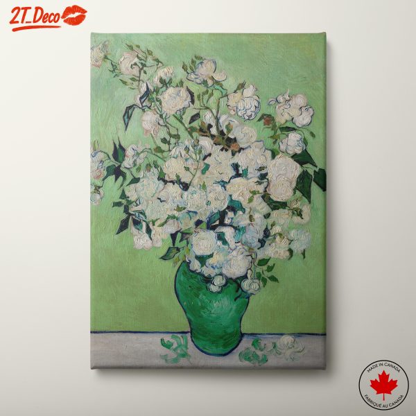 White Roses in a Green Vase