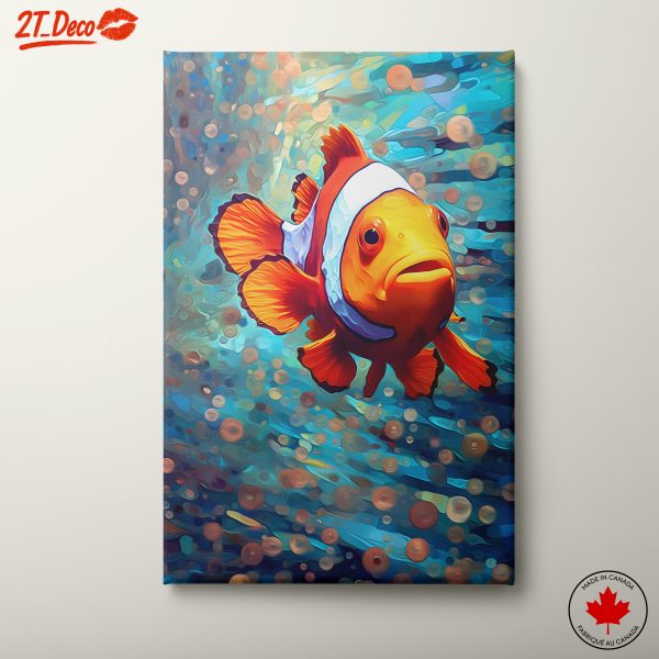 Vivid Clownfish Swimming in Colorful Underwater Scene