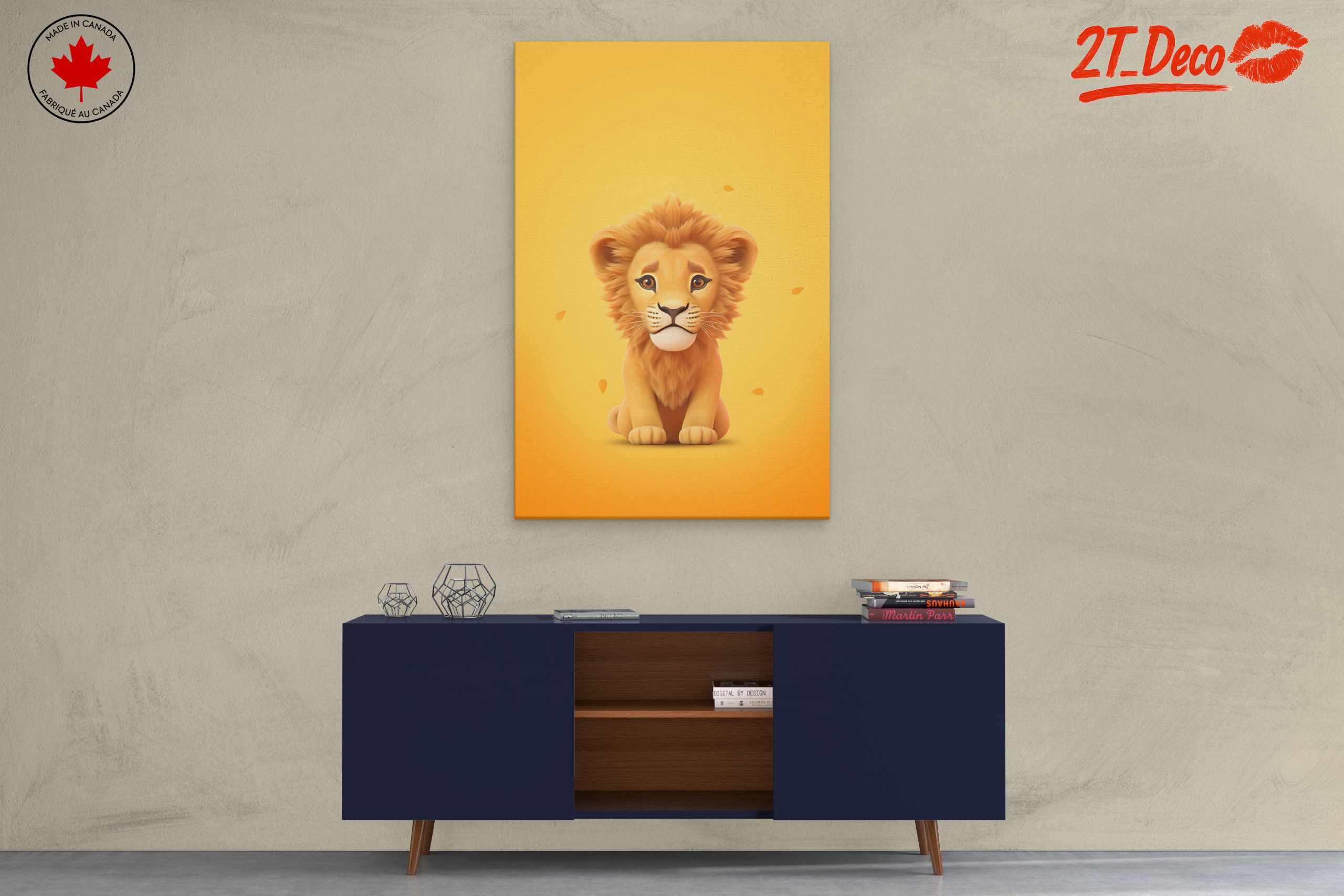 Adorable Cartoon Lion on Bright Yellow Background - Image 3