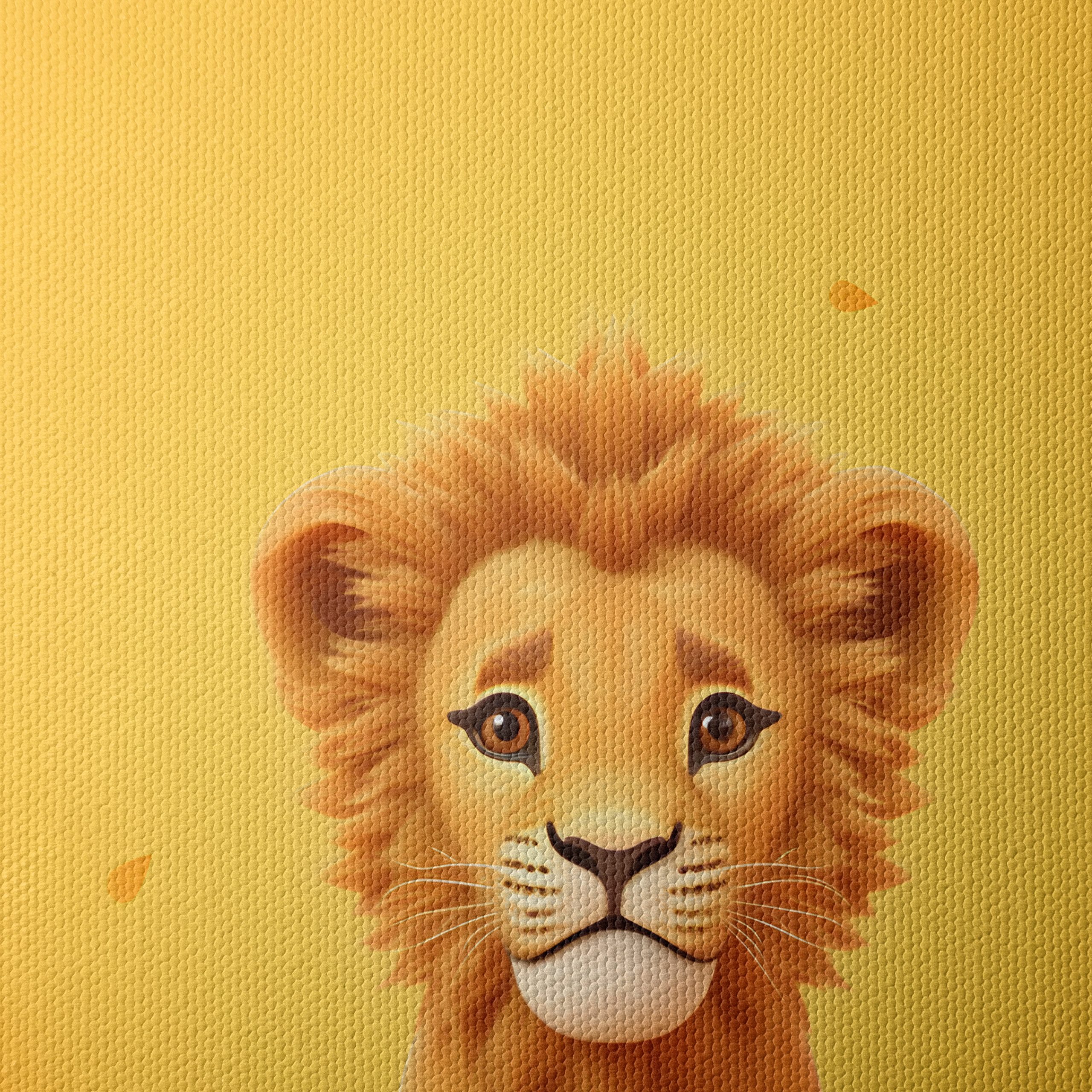 Adorable Cartoon Lion on Bright Yellow Background - Image 4
