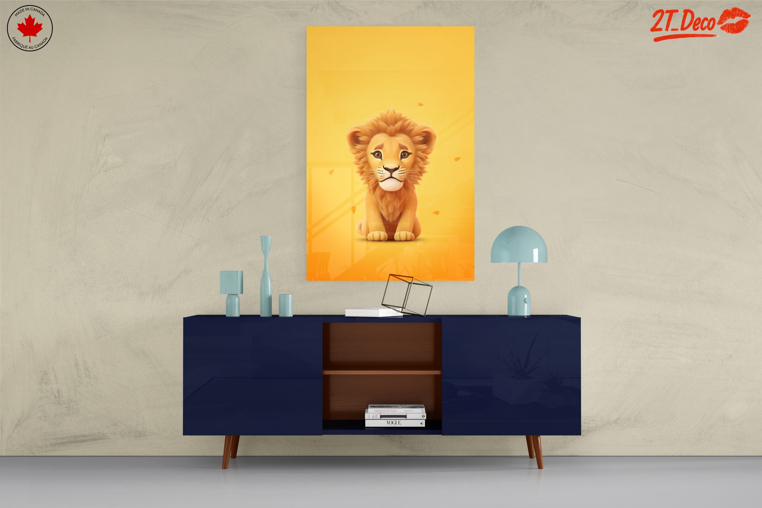 Adorable Cartoon Lion on Bright Yellow Background - Image 8