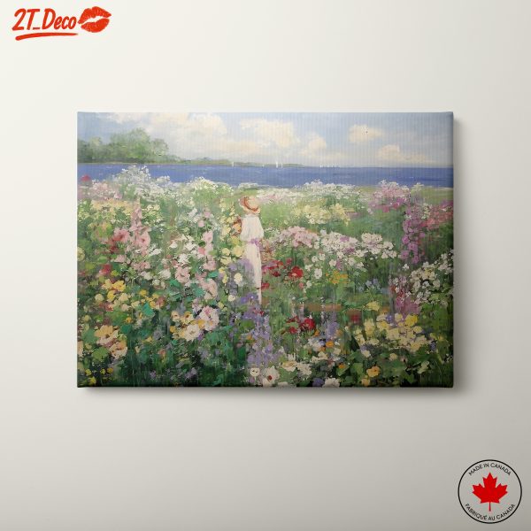 Charming Floral Scene with Woman in Landscape