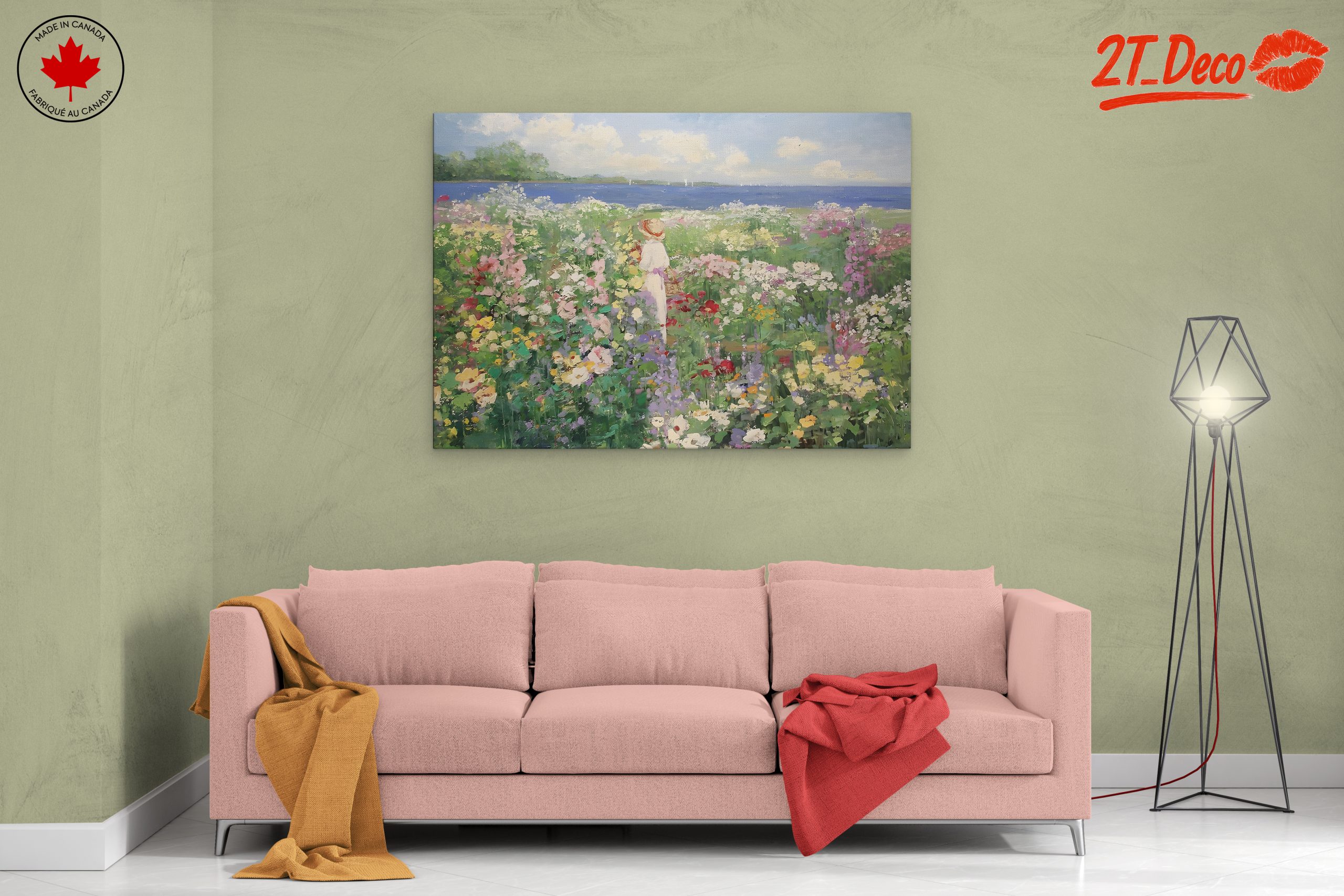Charming Floral Scene with Woman in Landscape - Image 2
