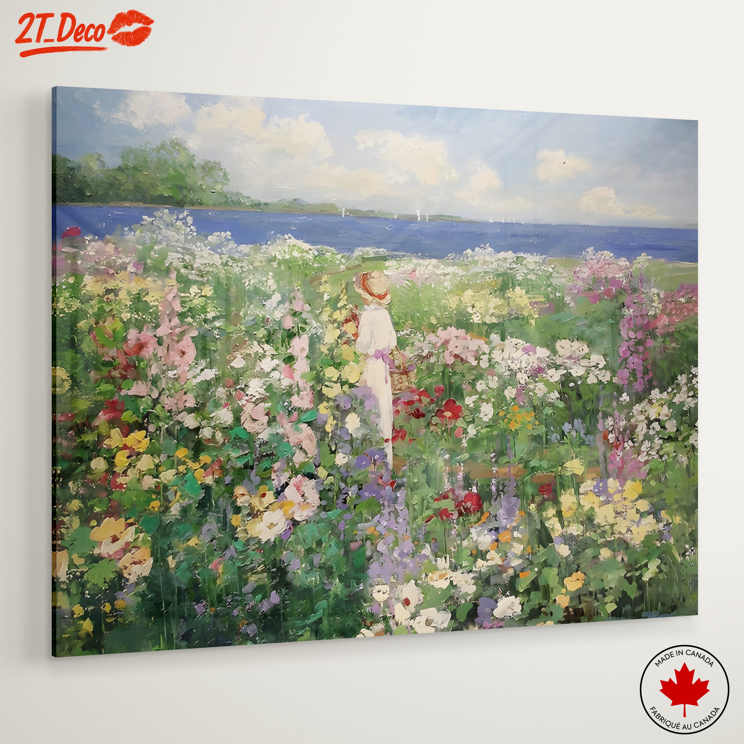 Charming Floral Scene with Woman in Landscape - Image 6