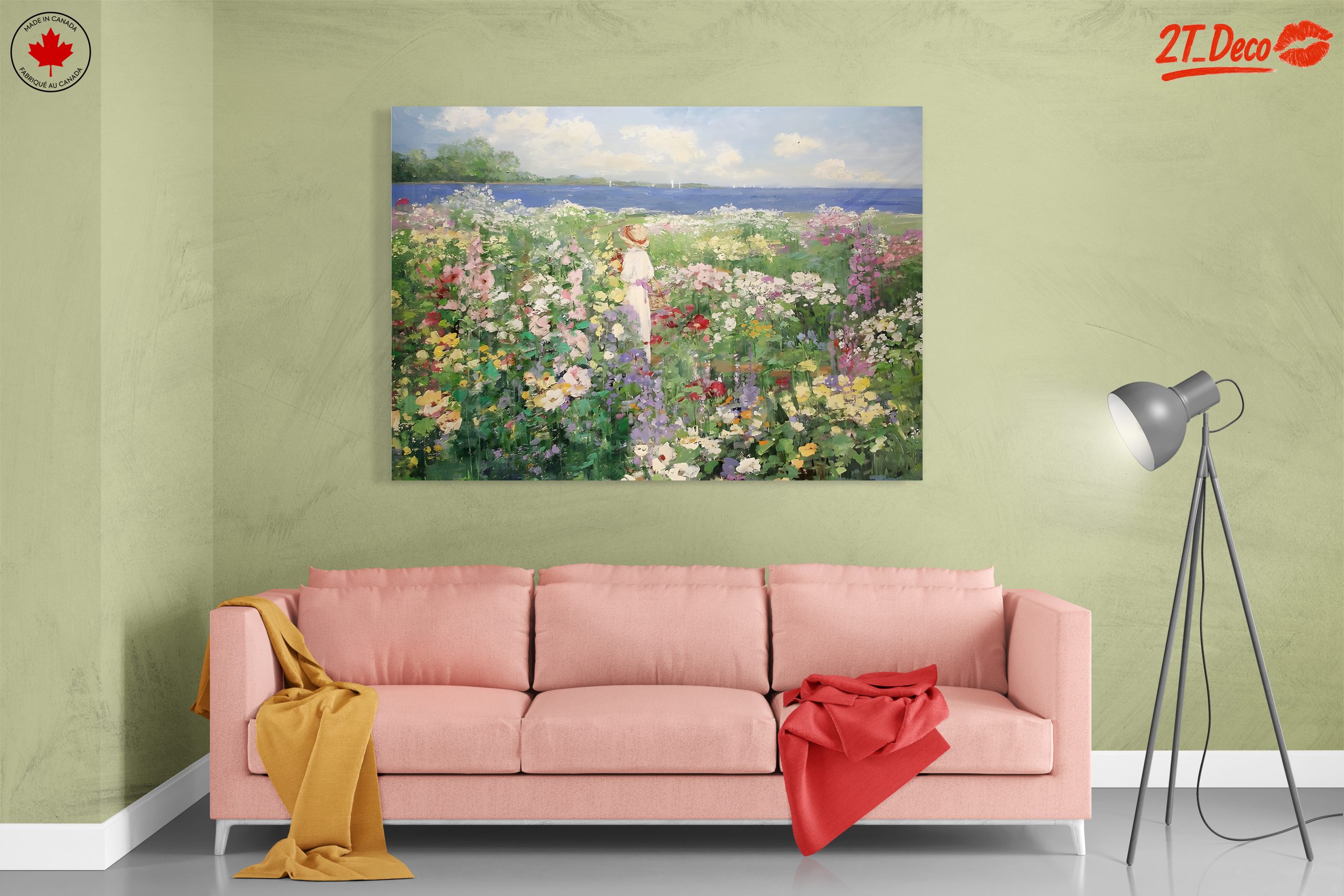 Charming Floral Scene with Woman in Landscape - Image 7