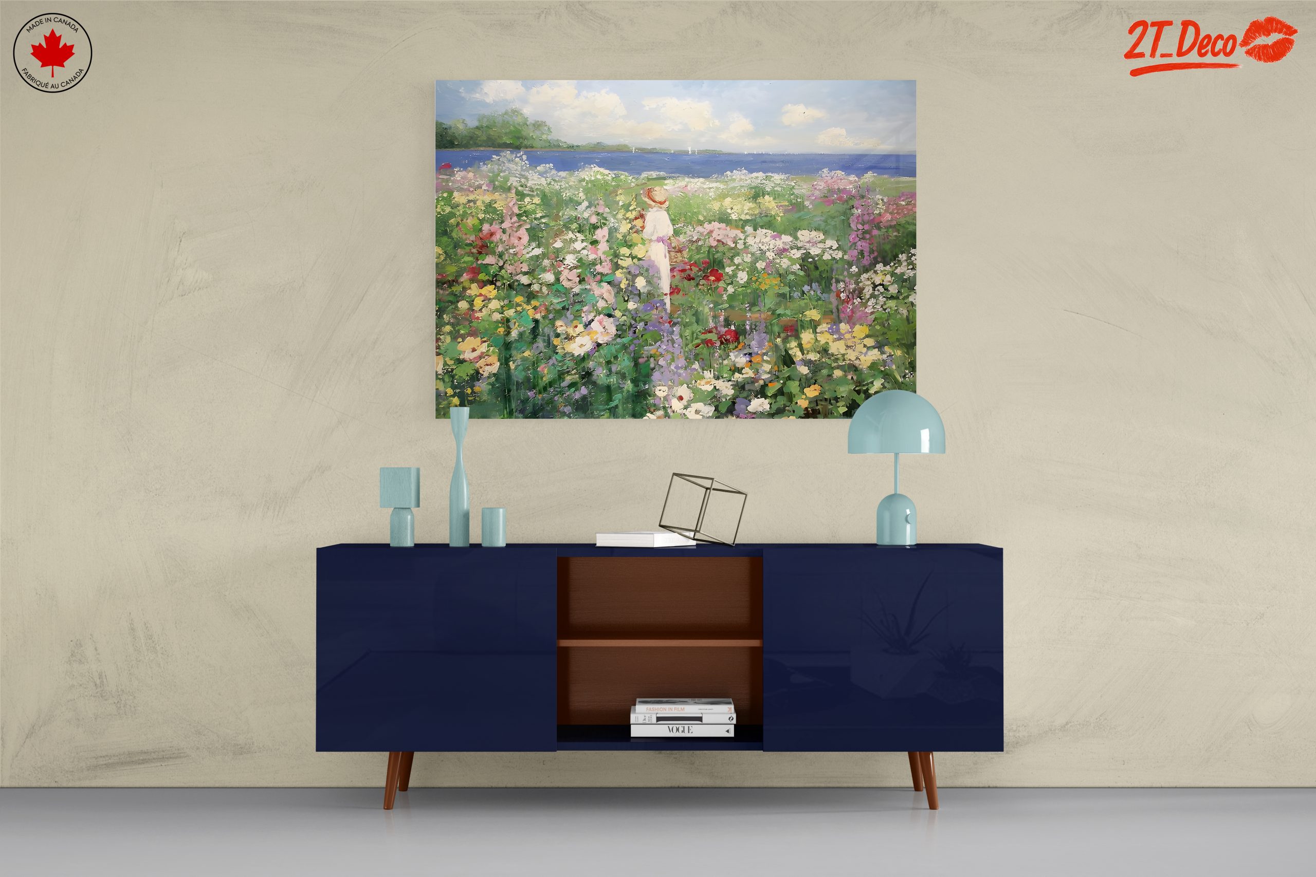 Charming Floral Scene with Woman in Landscape - Image 8