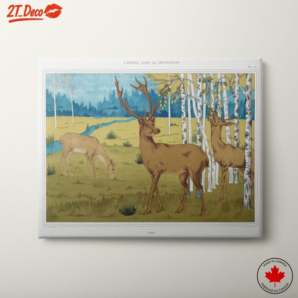 Elegant Deer and Forest Landscape Art