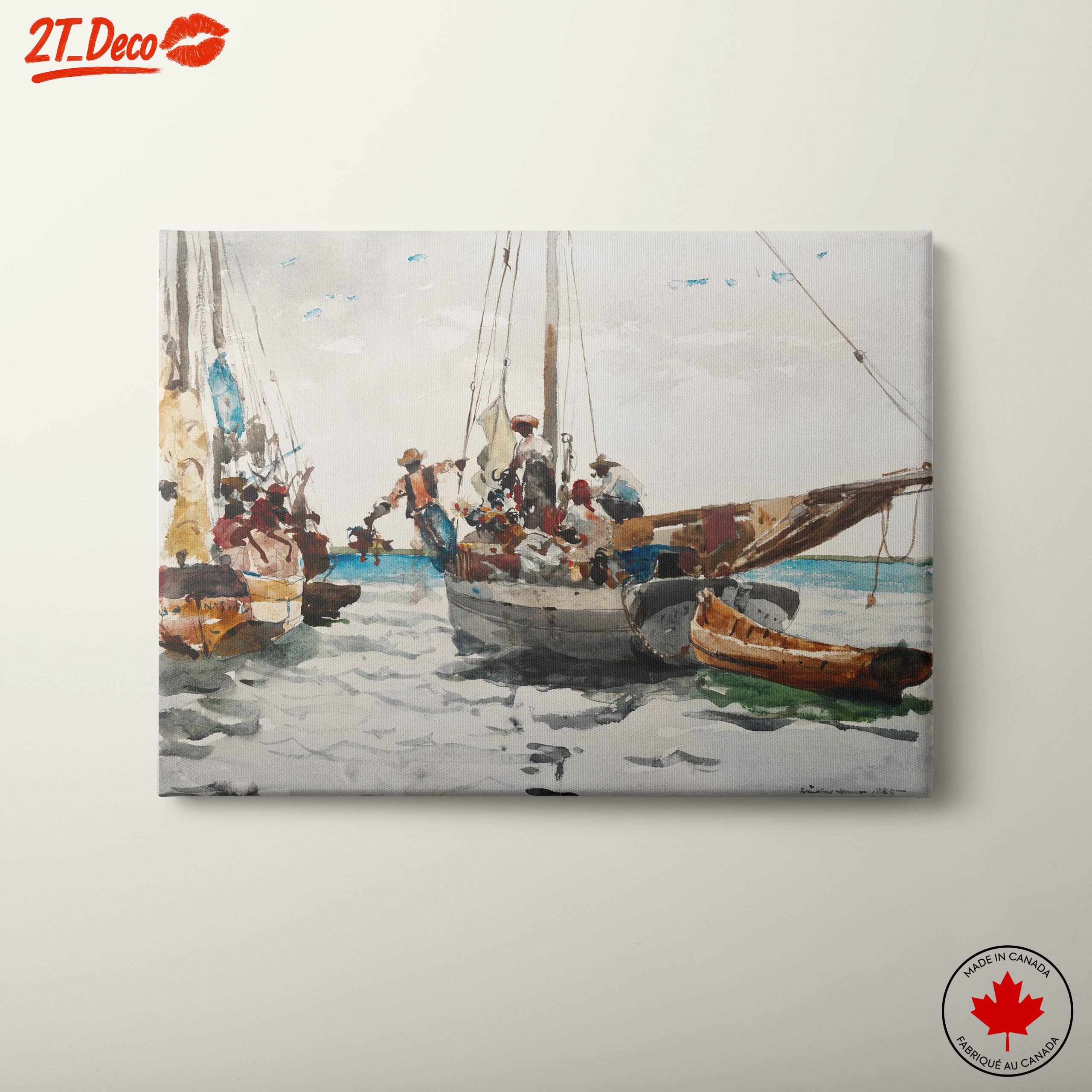 Boats at Sea Watercolor Art