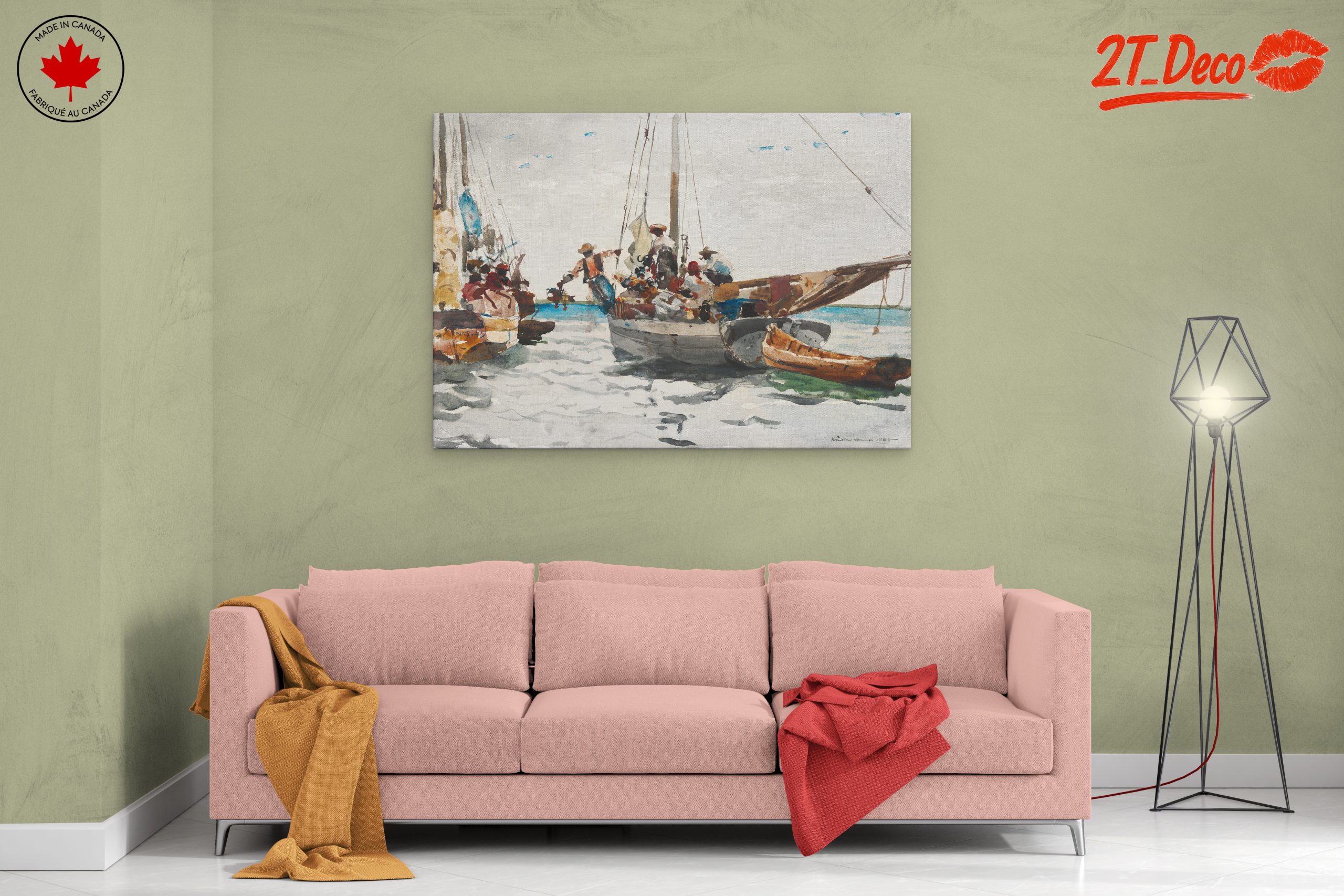 Boats at Sea Watercolor Art - Image 2