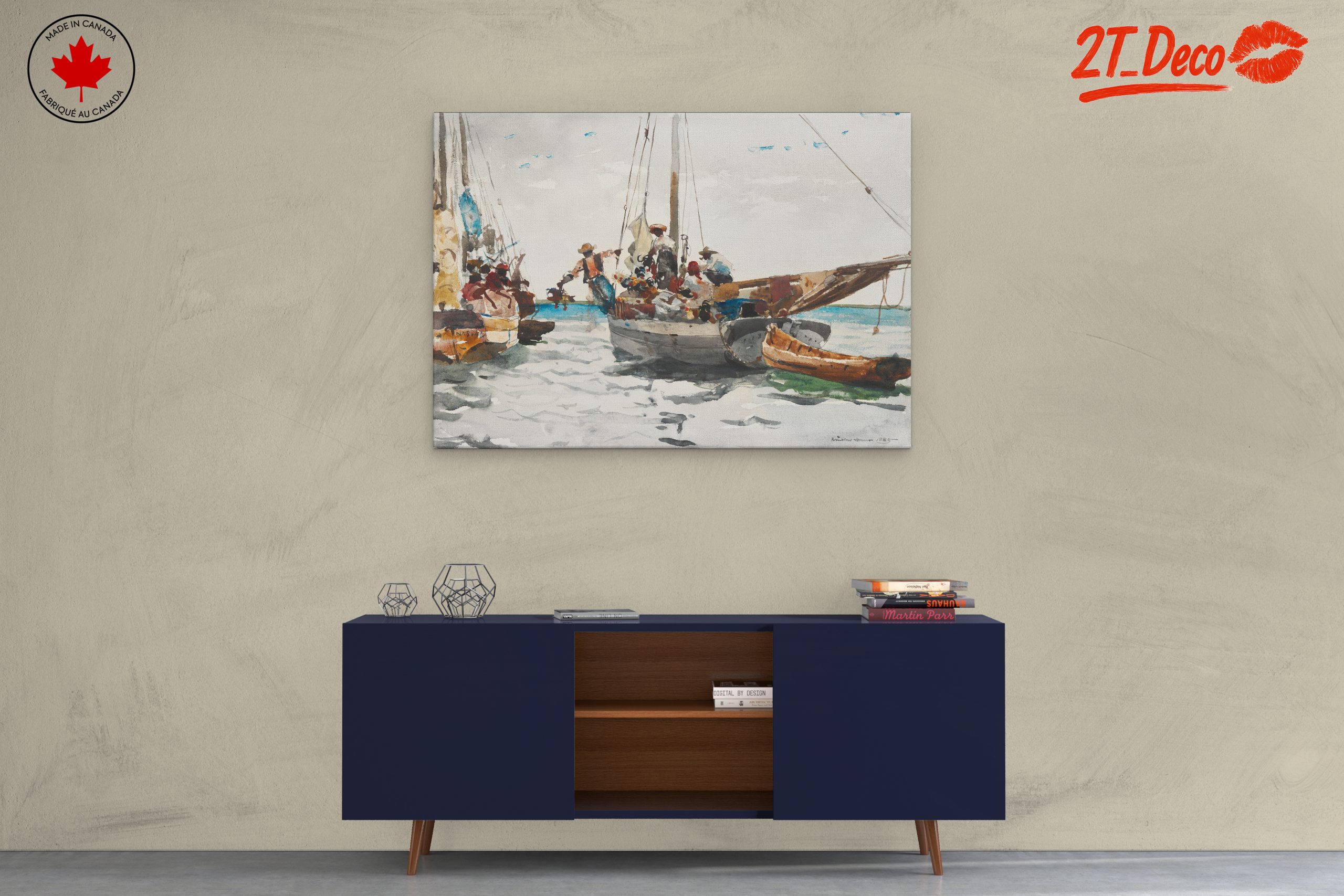 Boats at Sea Watercolor Art - Image 3