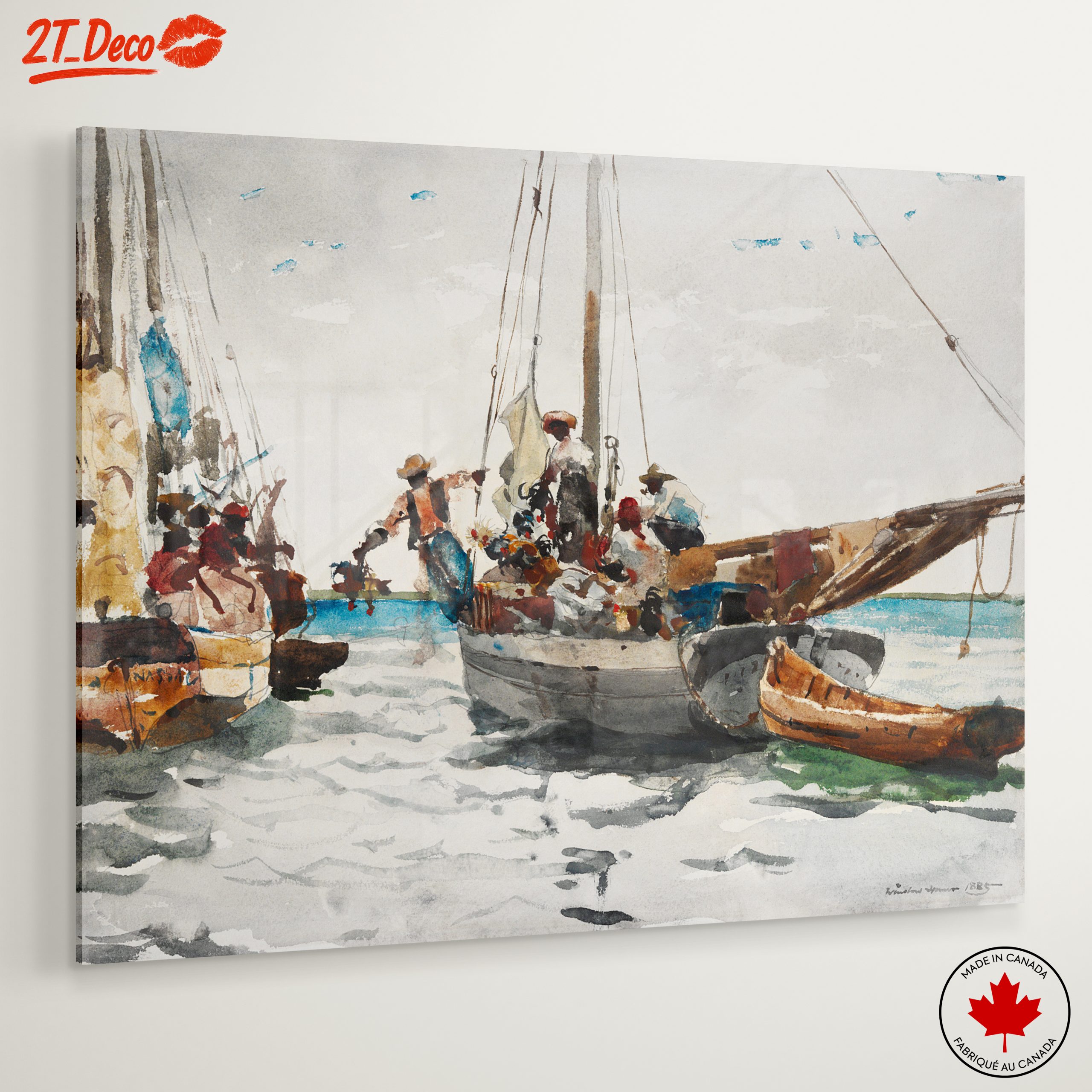 Boats at Sea Watercolor Art - Image 6
