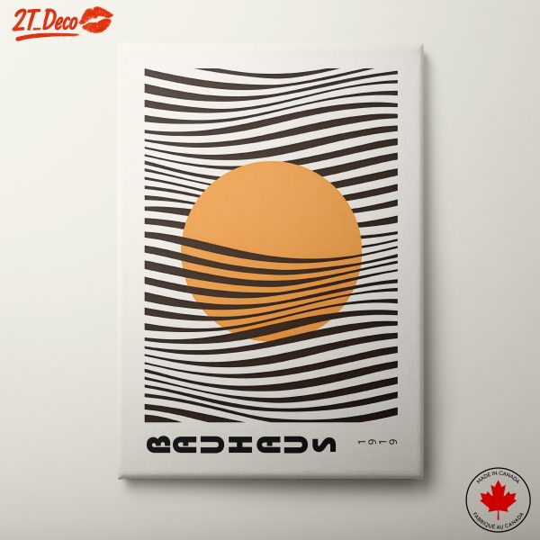 Colorful Abstract Design with Sun and Waves