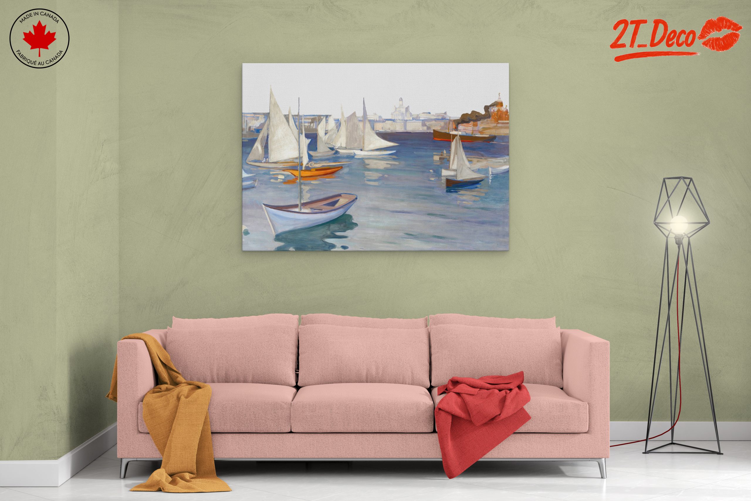 Sailing Boats at Harbor in Vibrant Colors - Image 2