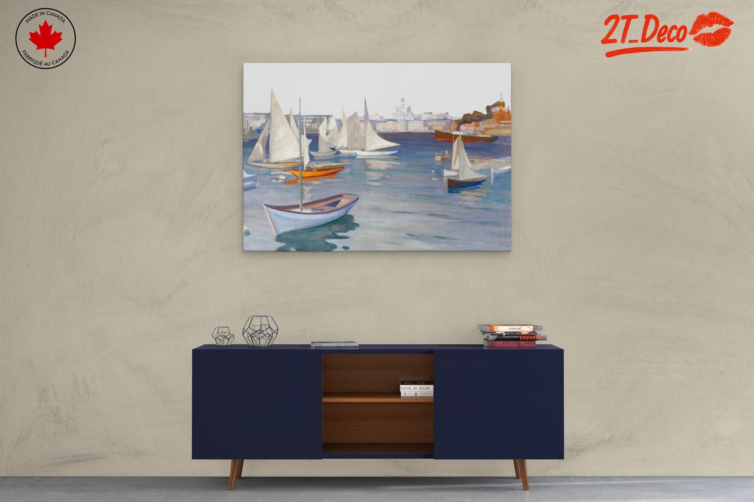 Sailing Boats at Harbor in Vibrant Colors - Image 3