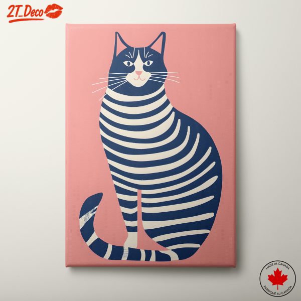 Stylized Cat Illustration with Stripes