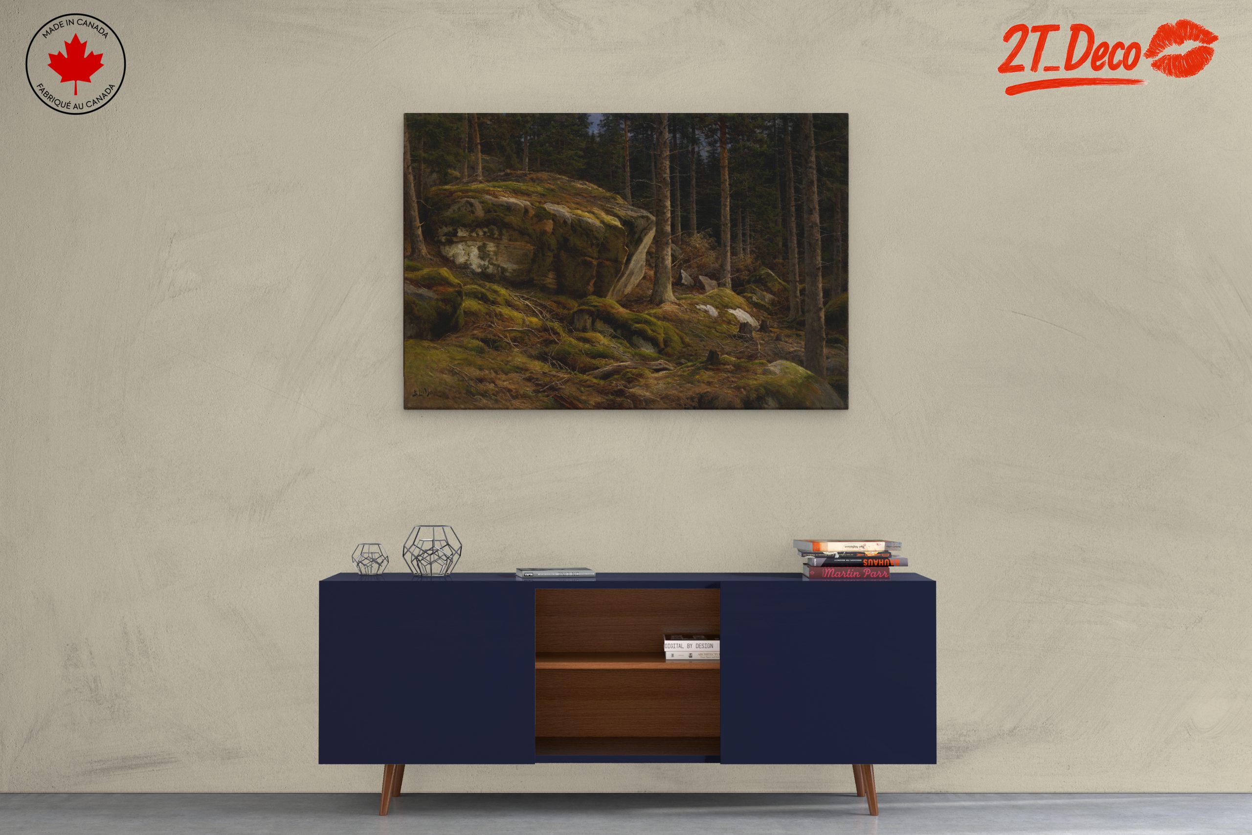 Serene Forest Landscape with Mossy Rocks - Image 3