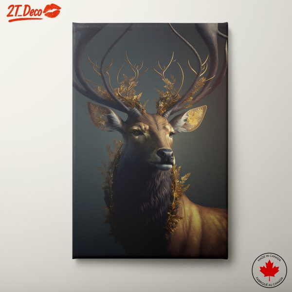 Golden Antlered Deer Art
