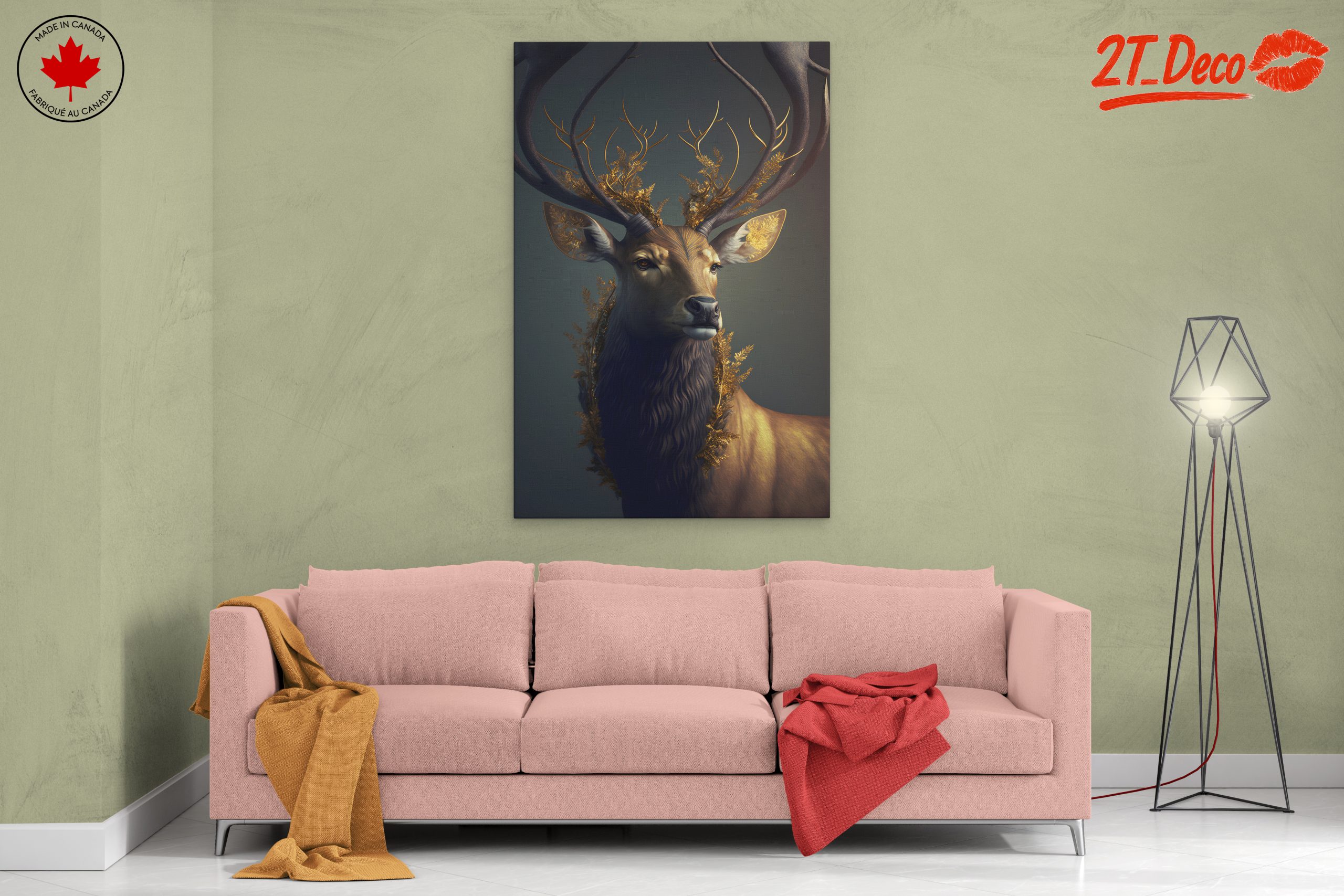 Golden Antlered Deer Art - Image 2
