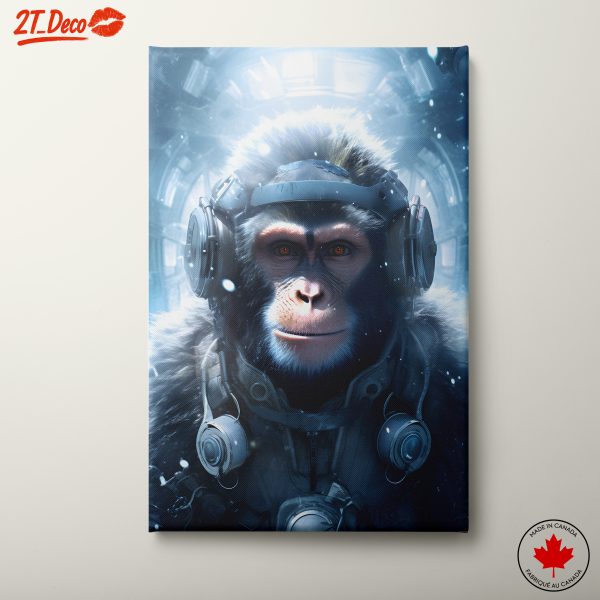 Futuristic Monkey in Space with Headphones