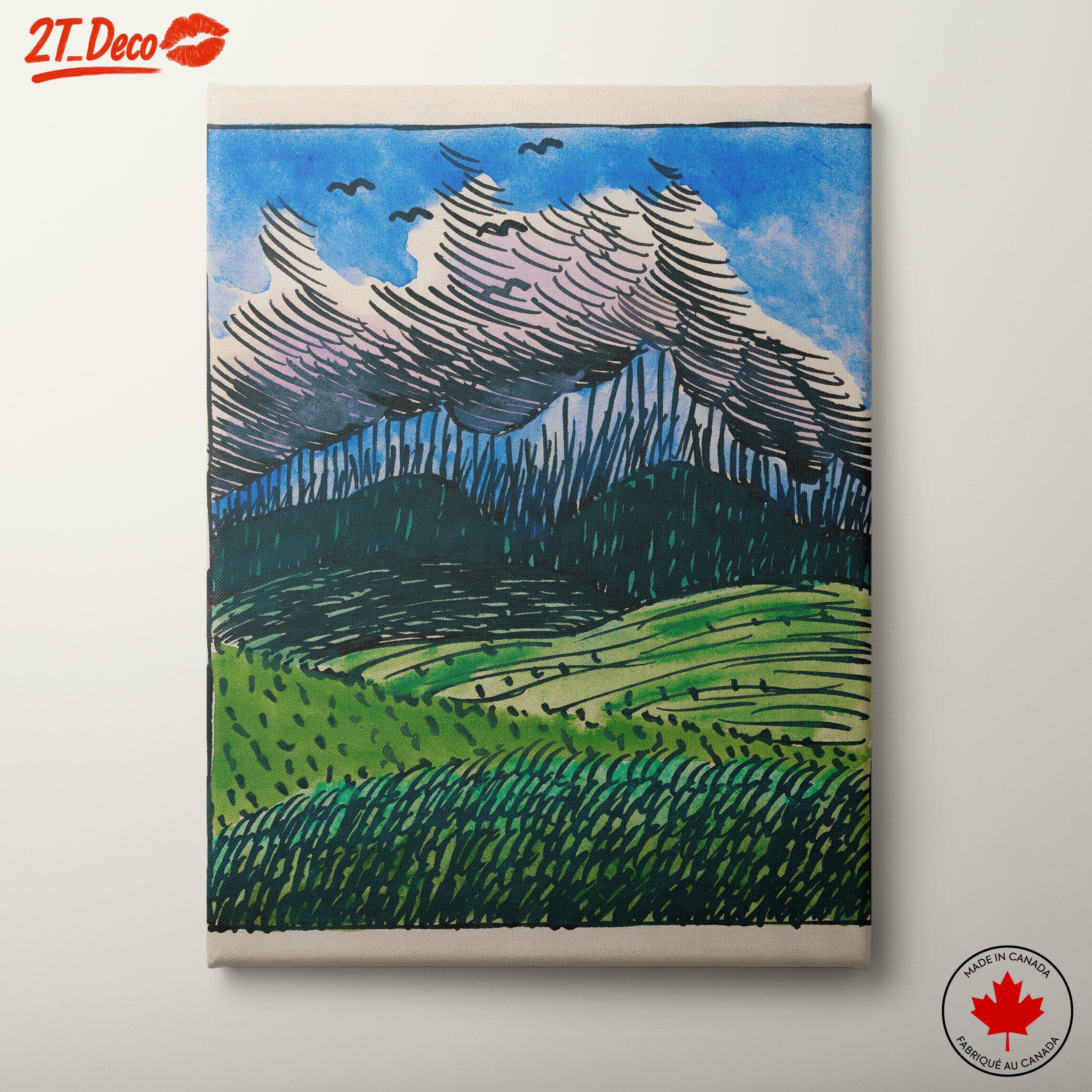 Stylized Abstract Landscape with Clouds