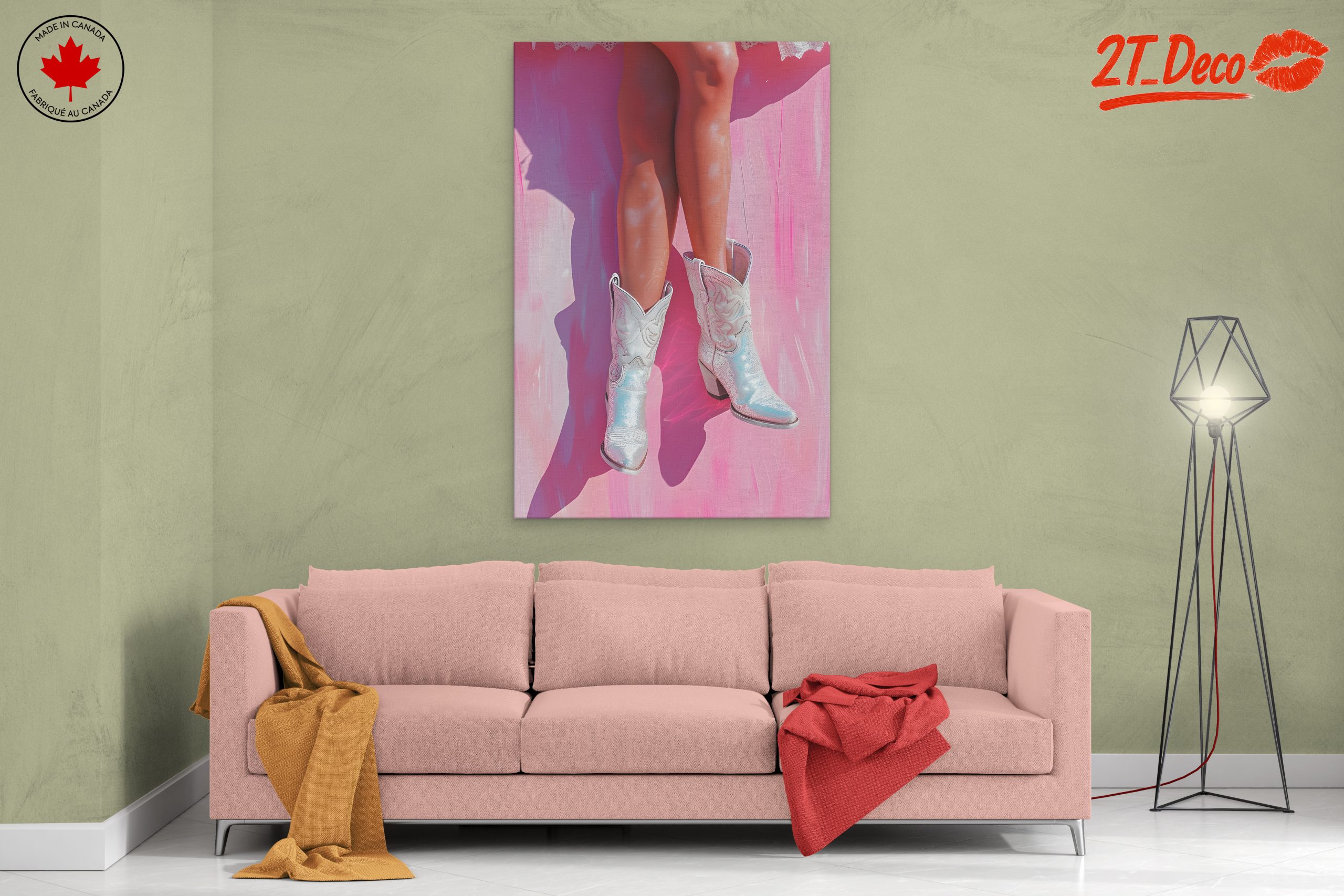 Stylized Fashion Artwork with Shimmering Cowboy Boots - Image 2