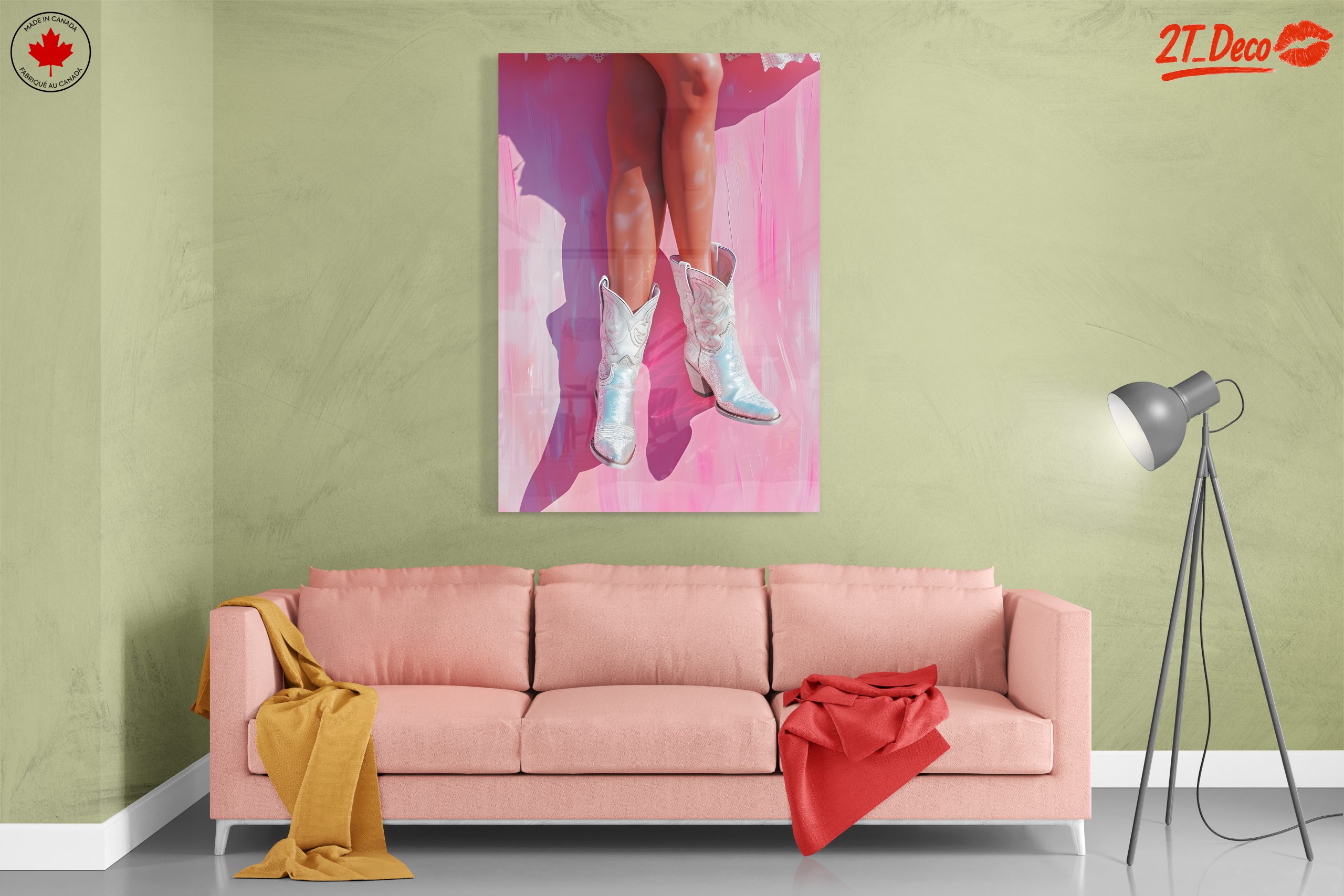 Stylized Fashion Artwork with Shimmering Cowboy Boots - Image 7