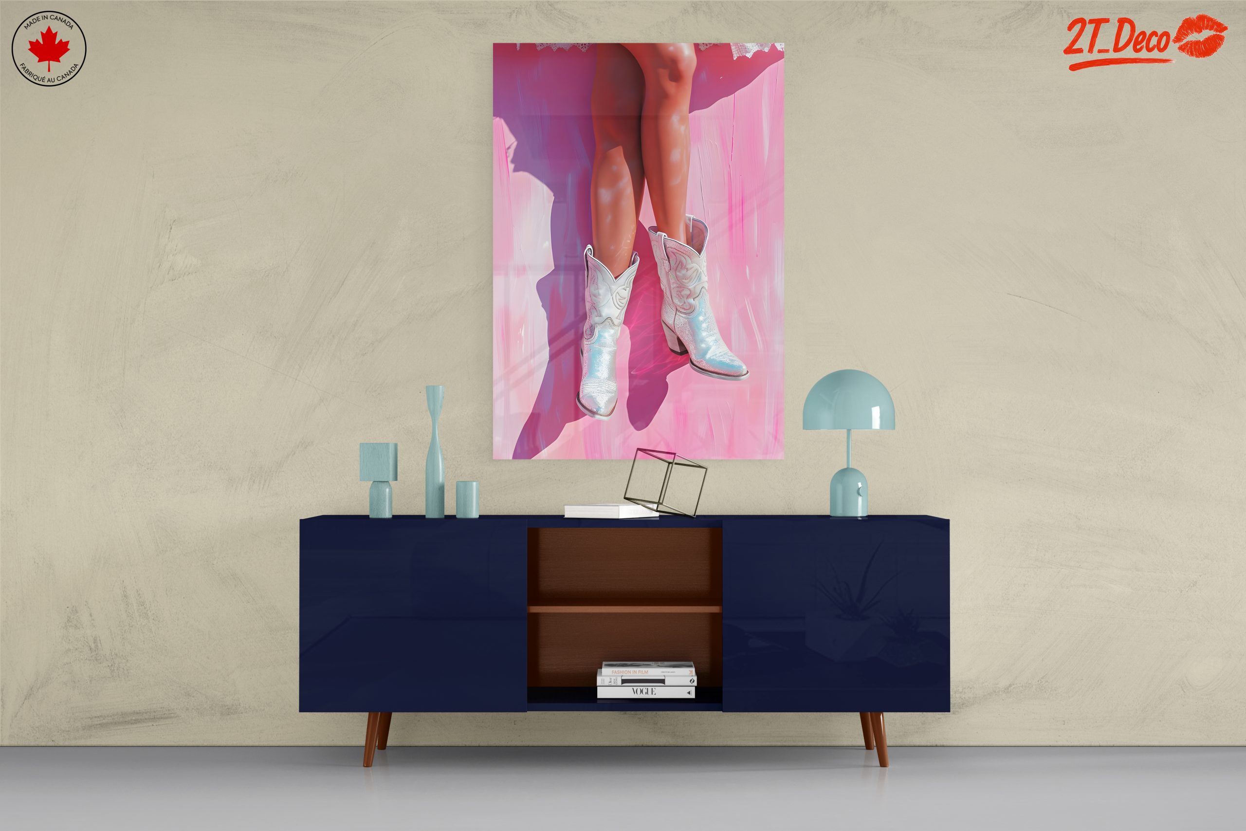Stylized Fashion Artwork with Shimmering Cowboy Boots - Image 8