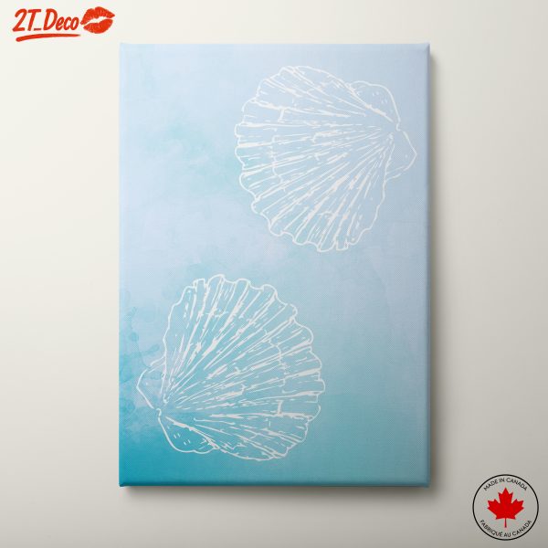 Abstract White Seashells on Blue Background
