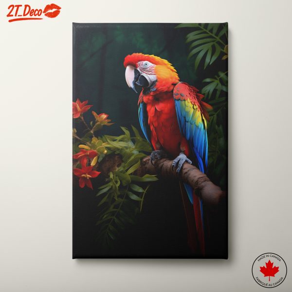 Vibrant Macaw Against Tropical Backdrop