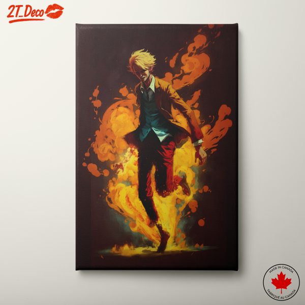 Dynamic Character Surrounded by Flames
