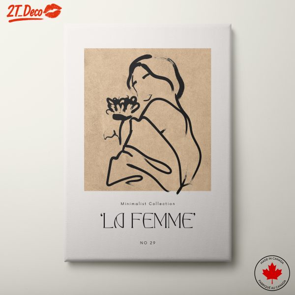 Minimalist Woman Holding Flowers Art