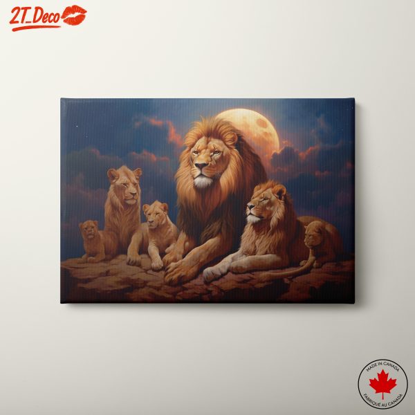 Majestic Lions Under the Moonlight