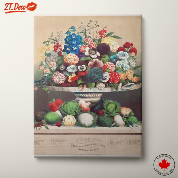 Vibrant Botanical Flower and Vegetable Art