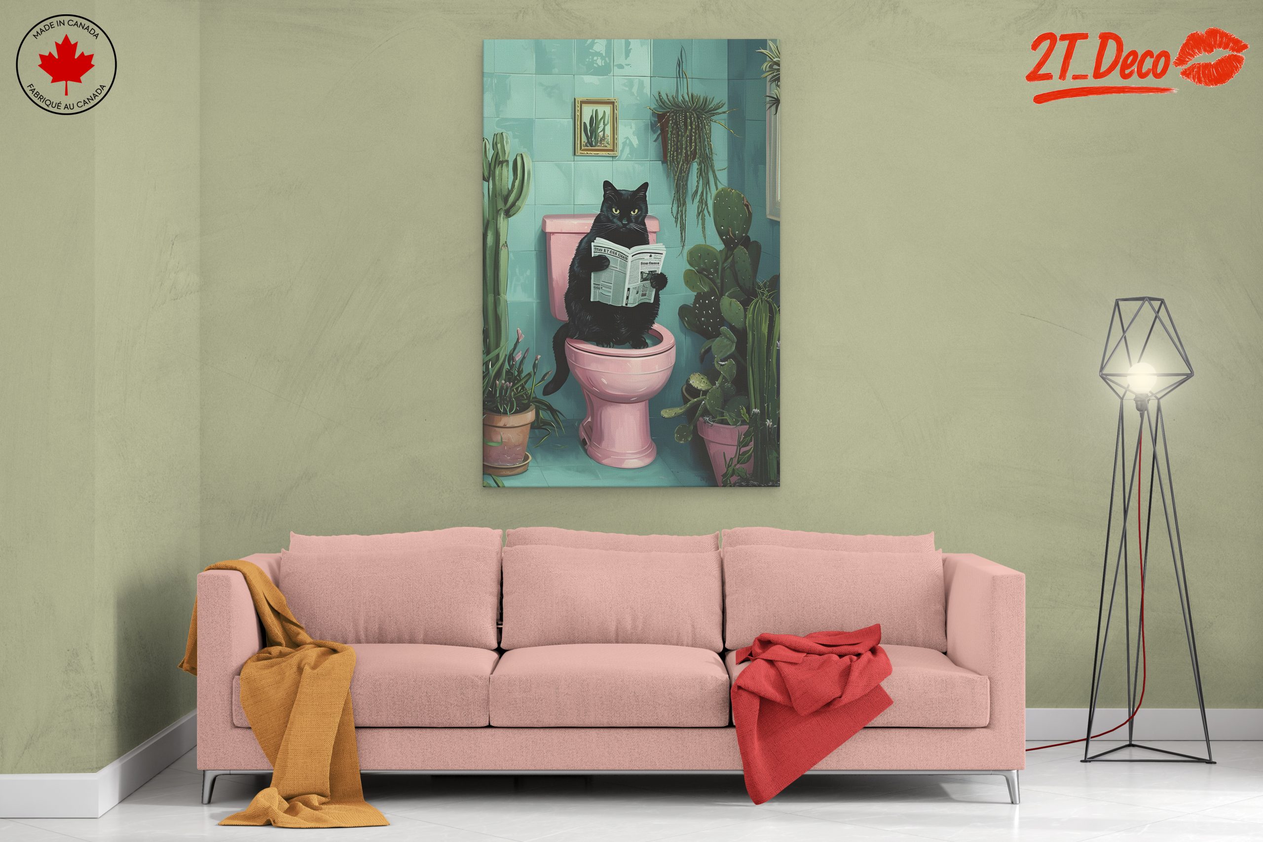 Funny Cat in Bathroom Reading Newspaper - Image 2