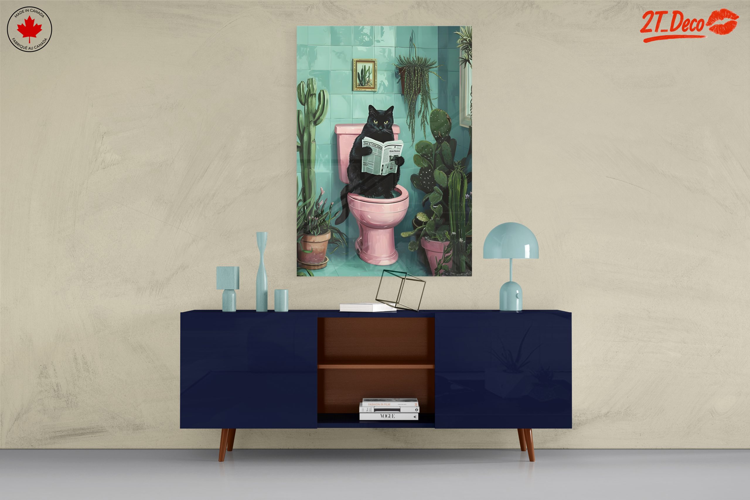Funny Cat in Bathroom Reading Newspaper - Image 8