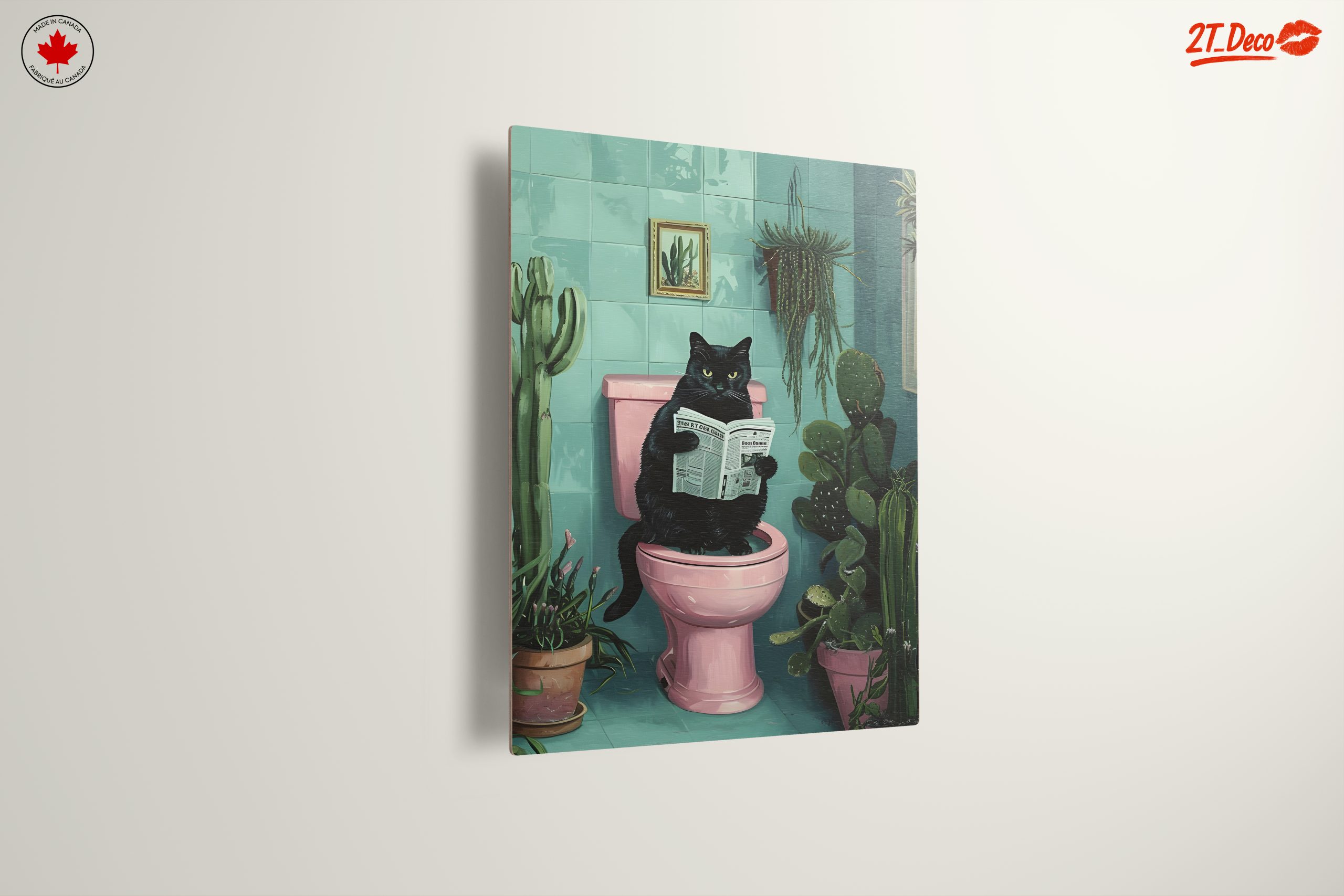Funny Cat in Bathroom Reading Newspaper - Image 13