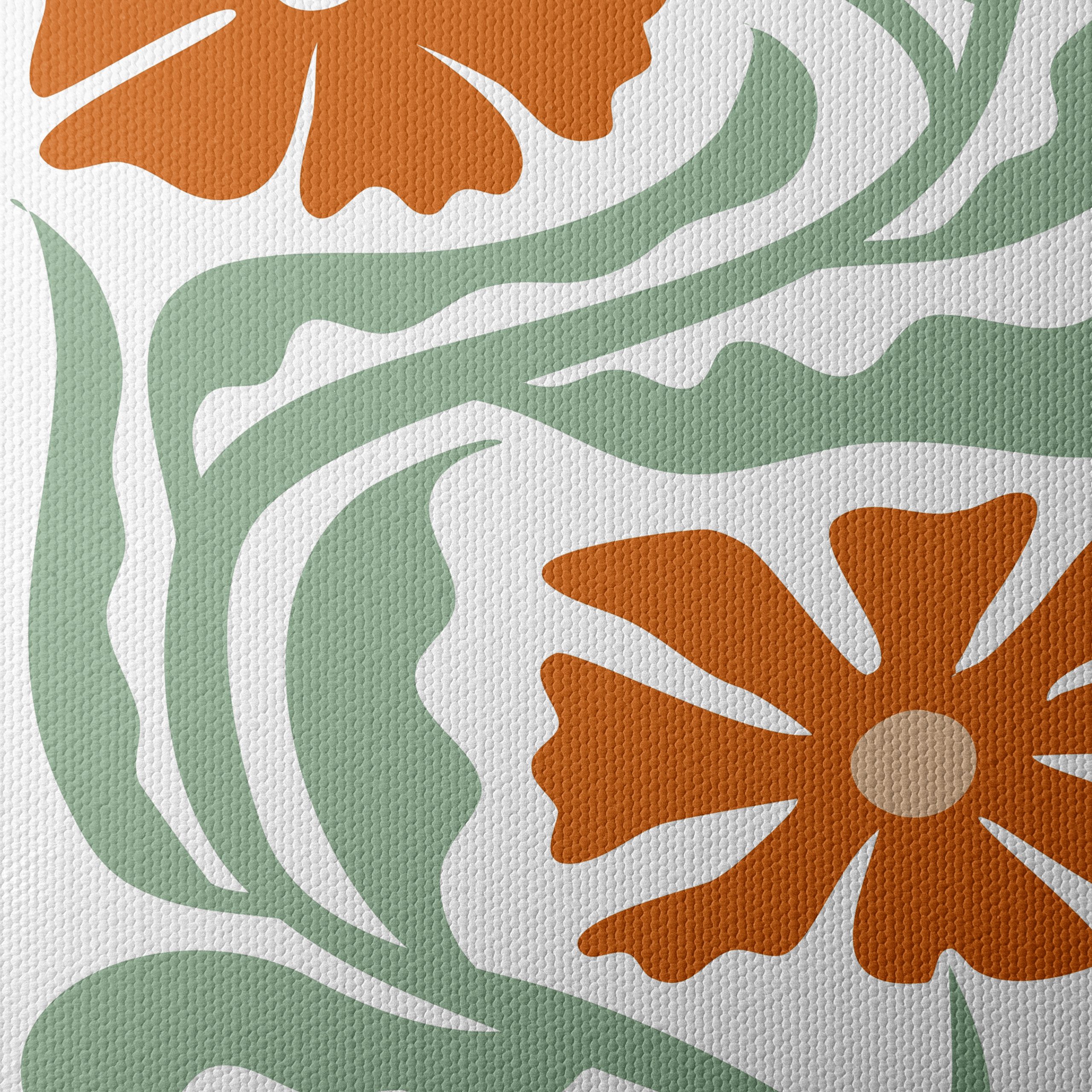 Stylized Floral Design with Green Leaves - Image 4
