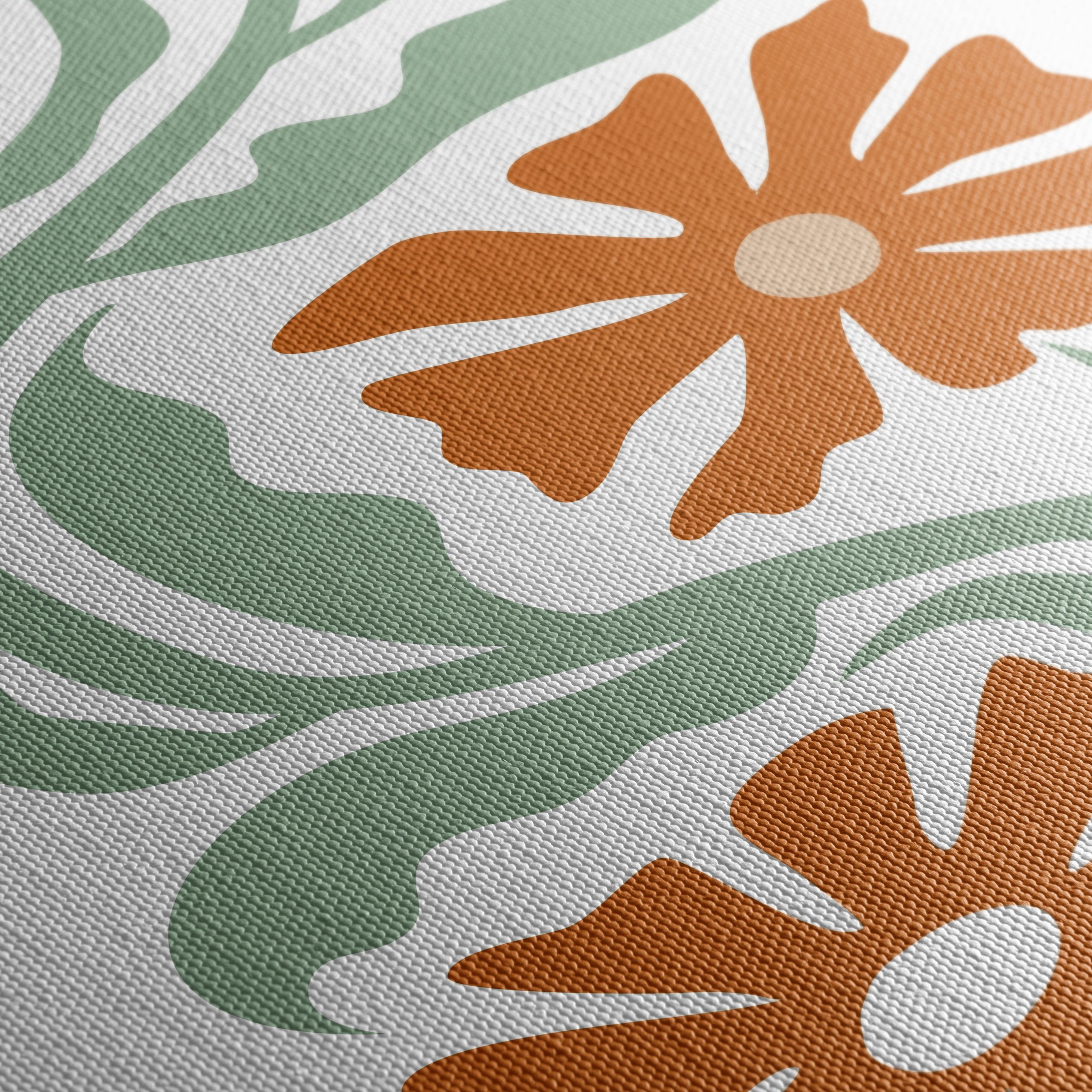 Stylized Floral Design with Green Leaves - Image 5